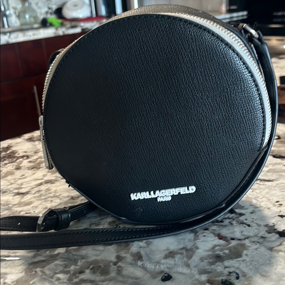Karl Lagerfeld Black Round Crossbody Bag